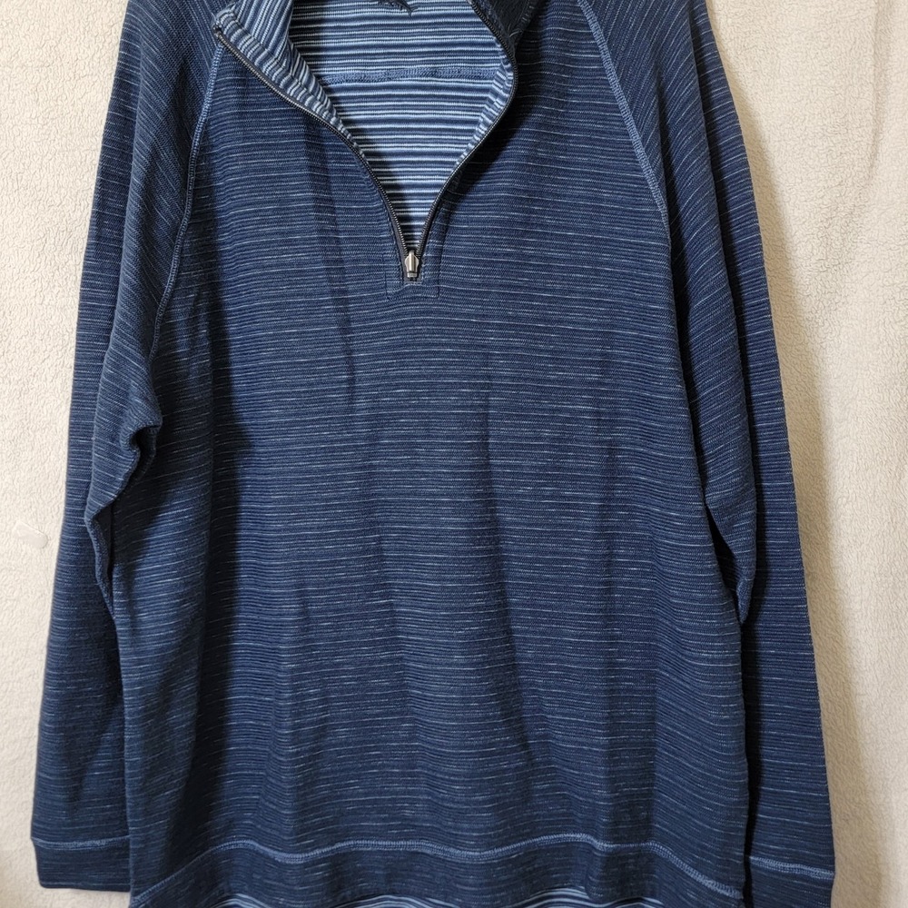 NEW Tommy Bahama Reversible Men's Quarter Zip‎ Long-Sleeve Blue Striped Blue